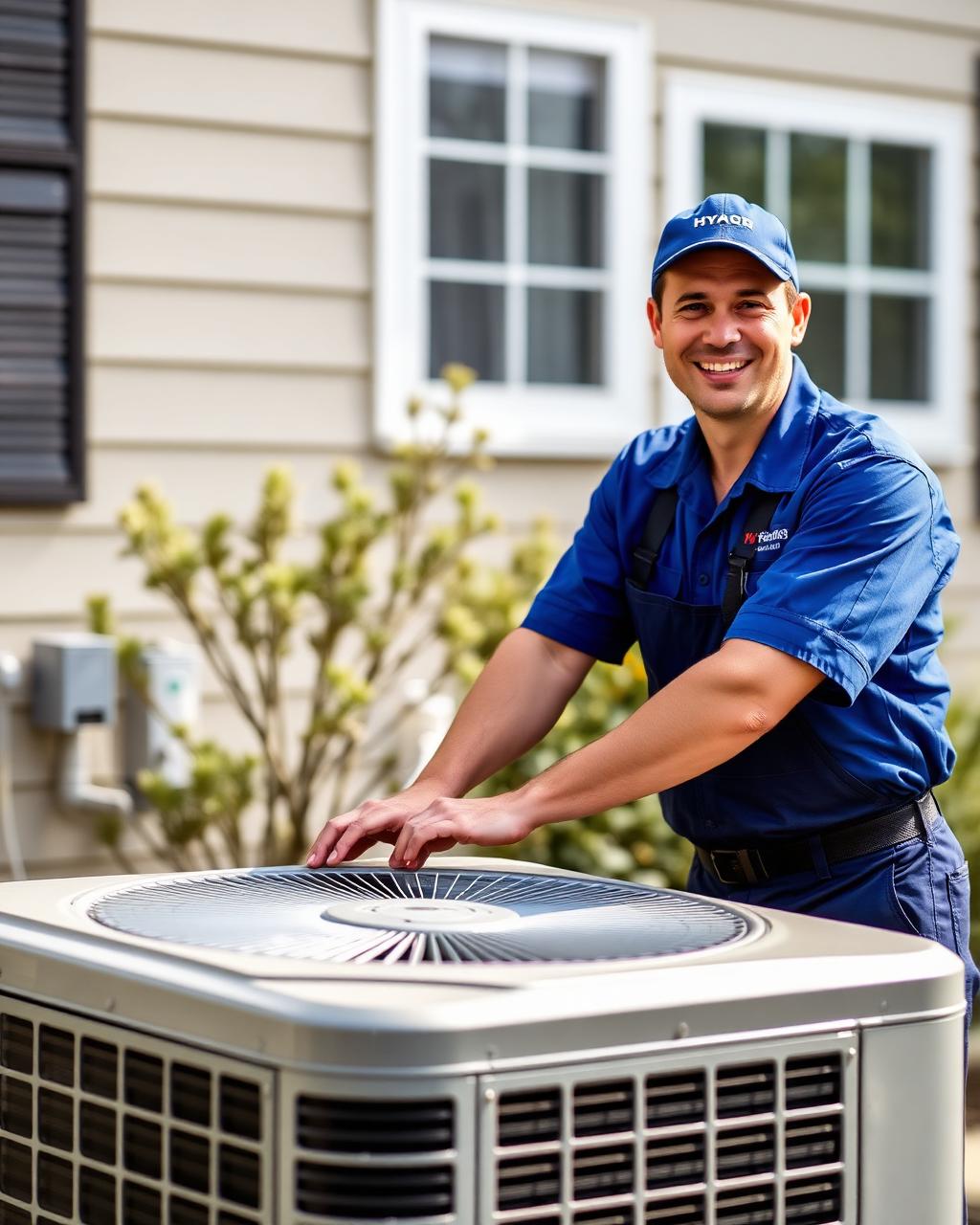 NATE-certified USA HVAC Repairs technician servicing a residential air conditioner in the USA